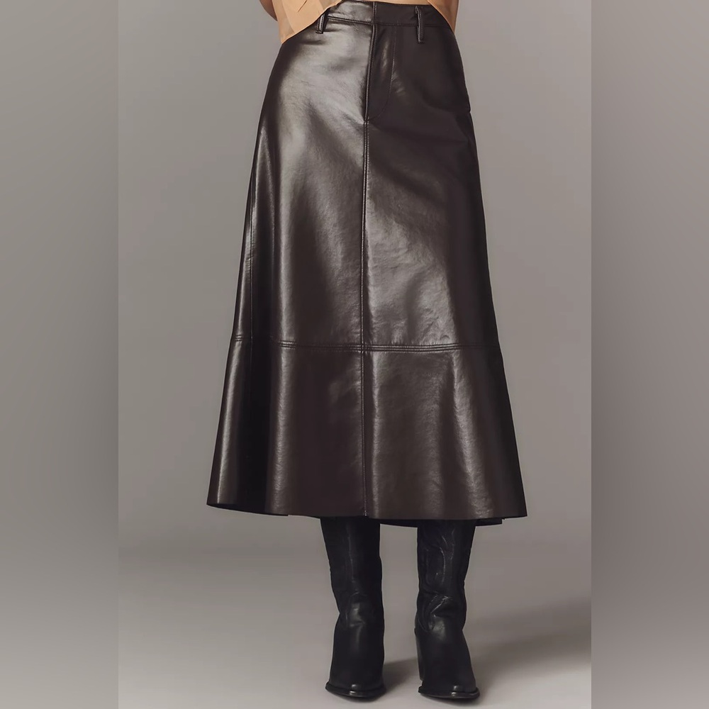 Anthropologie Citizens of Humanity Cassia Leather A-Line Midi Skirt 28 NWT $418